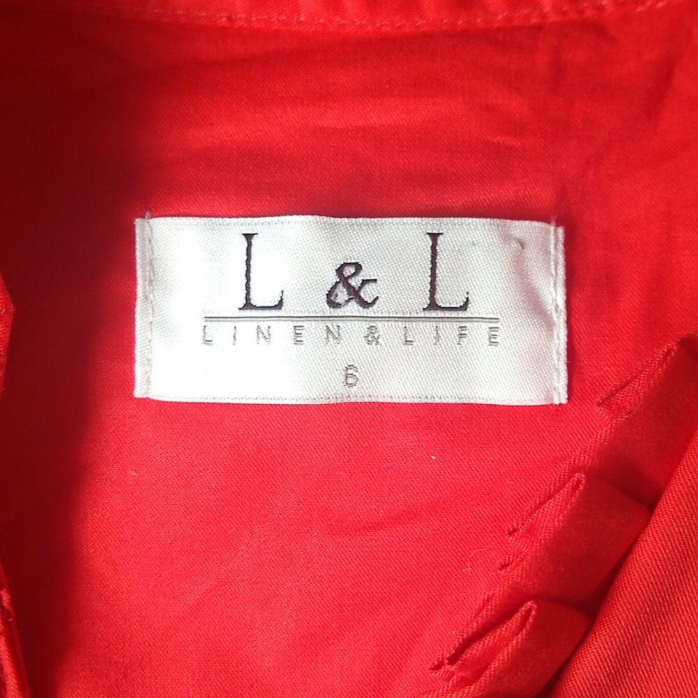 L&L linen and Life red sleeveless midi sheath dress size 6 - Picture 5 of 5